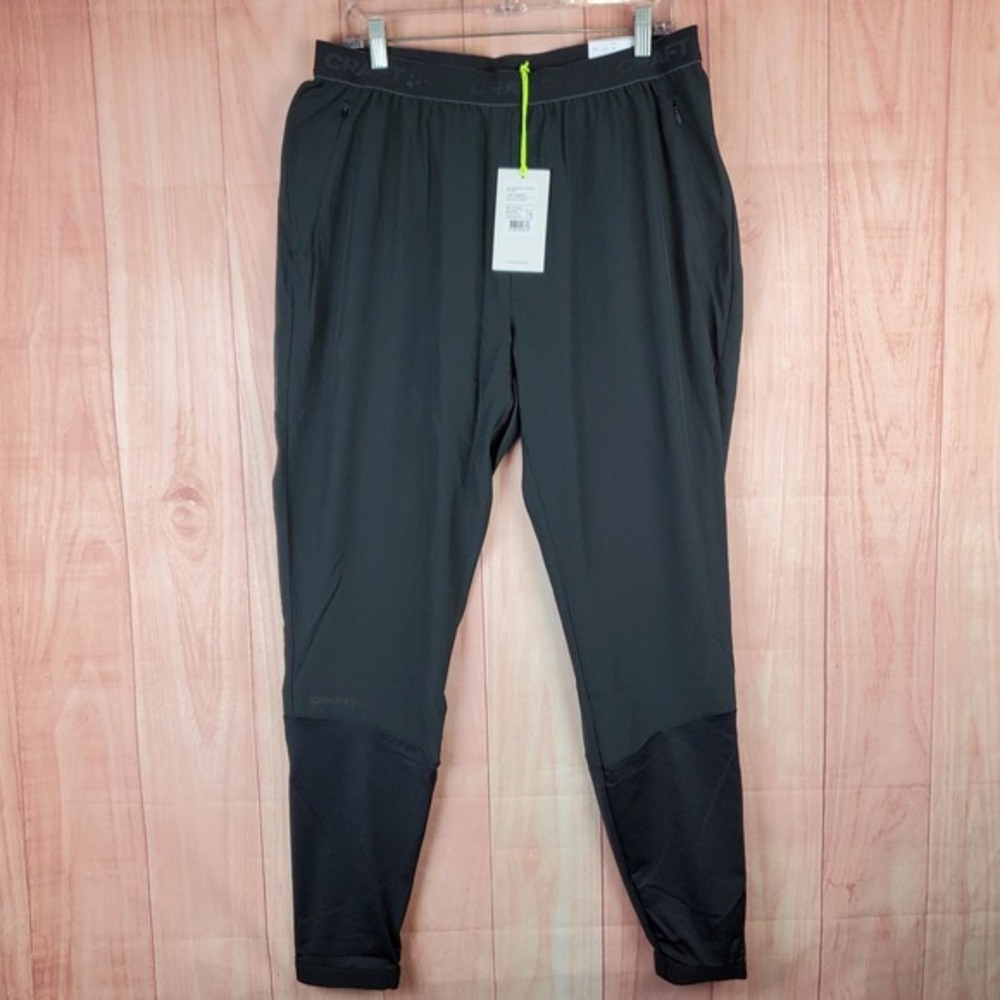 Craft Adv Essence Mens Pants‎ Sz XL Black Polyester Elastic Waist Zippered